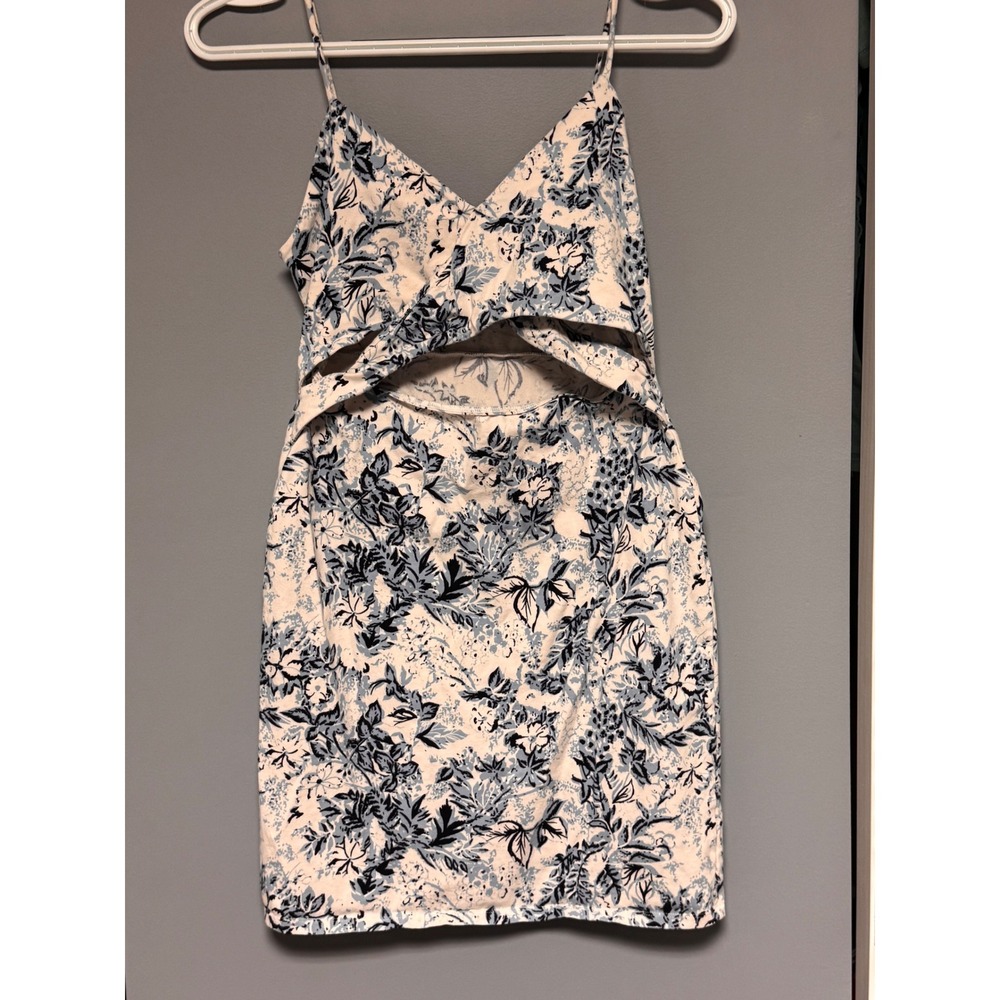 Intimately Free People Floral Cutout Mini Dress Blue Cream Small Cottagecore